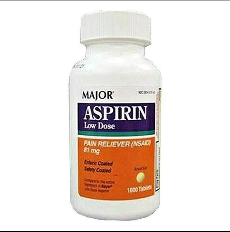 Major Low Dose Aspirin 81 mg EC Table 1000Count Baby Aspirin Generic Bayer 07/28