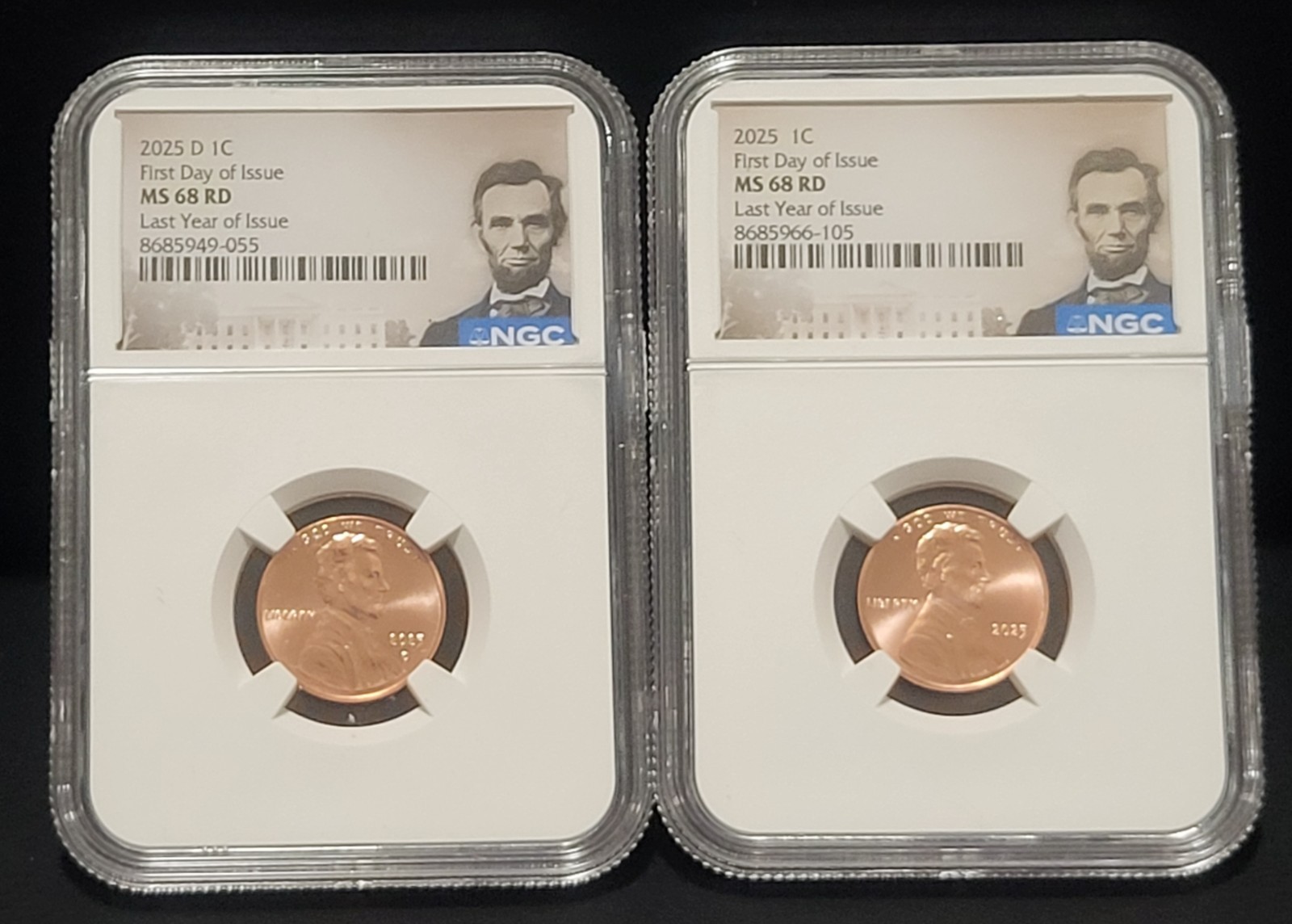 IN-HAND 2025 P & D Lincoln Shield 1c Cent 2 Coin Set NGC MS68 RD LAST PENNY FDOI