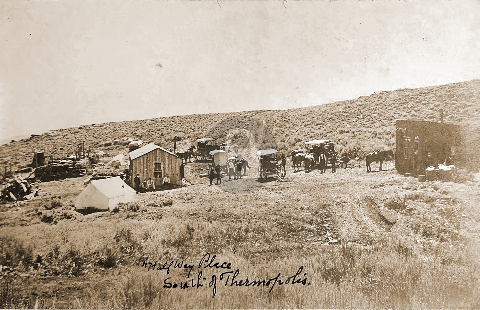 Halfway Place South of Thermopolis WY Camp Scene c1905 RPPC Photo Postcard COPY Halfway Place South of Thermopolis WY Camp Scene c1905 RPPC Photo Postcard COPY