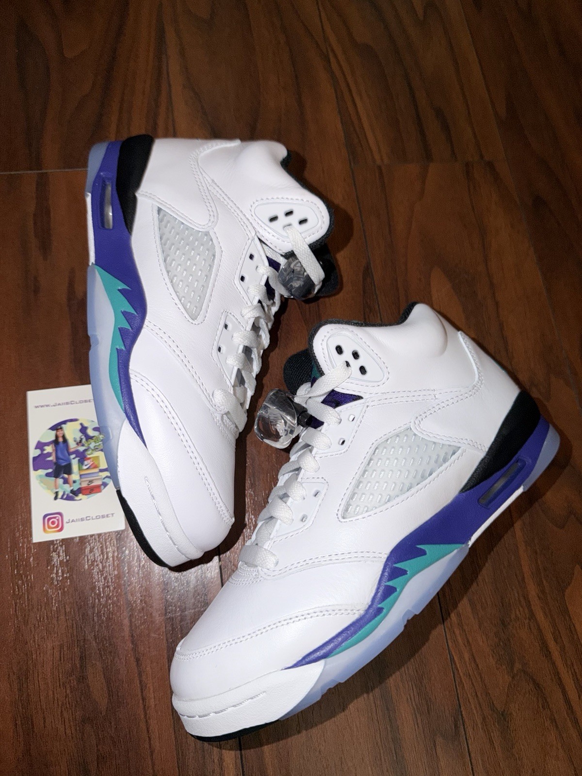 Jordan Air Jordan 5 Mid Top Leather Colorblock Sneakers White Purple Teal Jordan Air Jordan 5 Mid Top Leather Colorblock Sneakers White Purple Teal