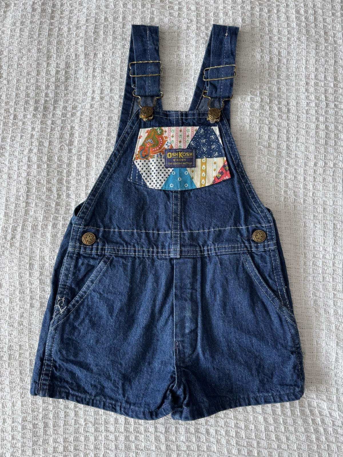 Vintage Oshkosh Patchwork Upcycle Shortalls Quilted Look 4T Vintage Oshkosh Patchwork Upcycle Shortalls Quilted Look 4T