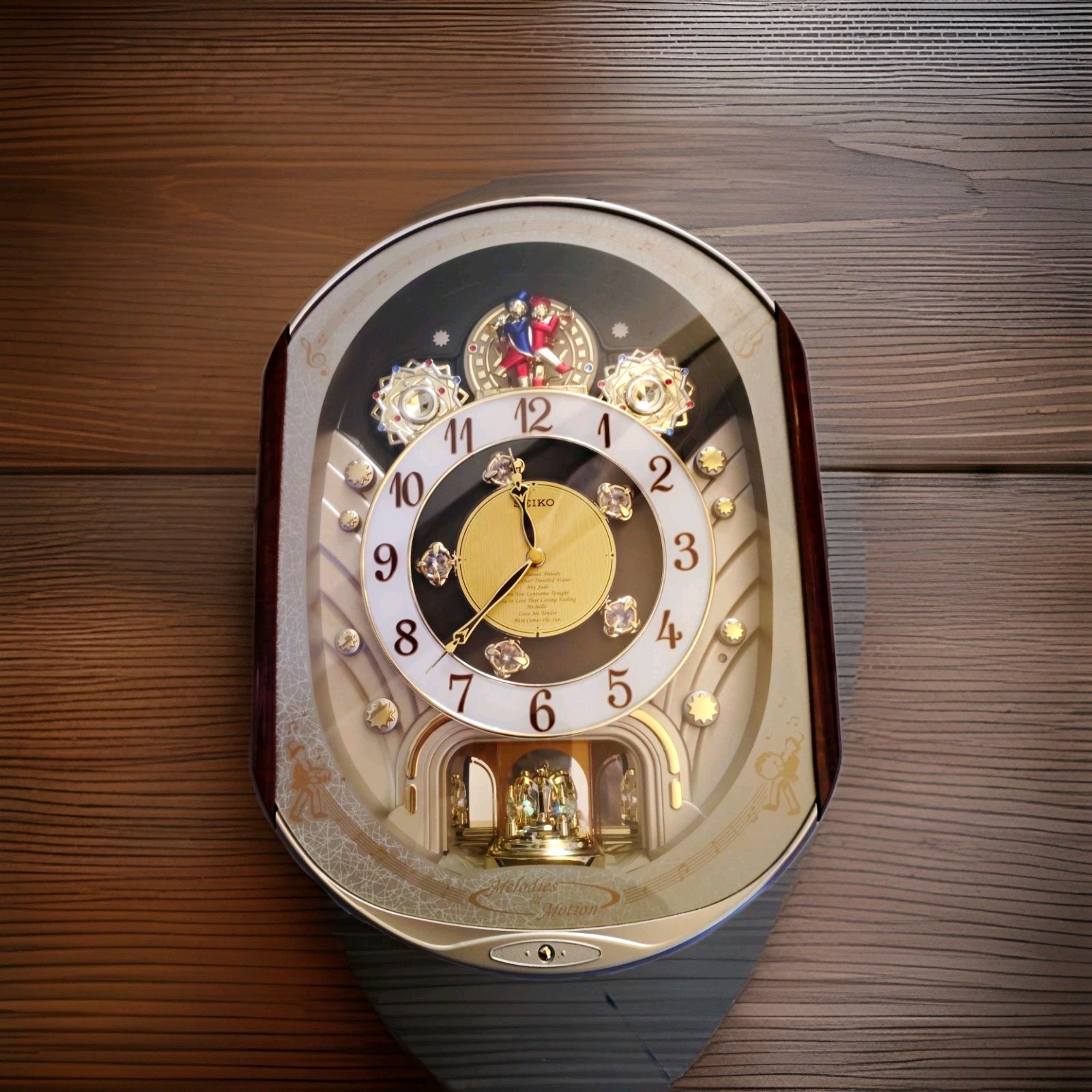Seiko Melodies in Motion Musical Animated Analog Quartz Oval Wall Clock Gold Seiko Melodies in Motion Musical Animated Analog Quartz Oval Wall Clock Gold