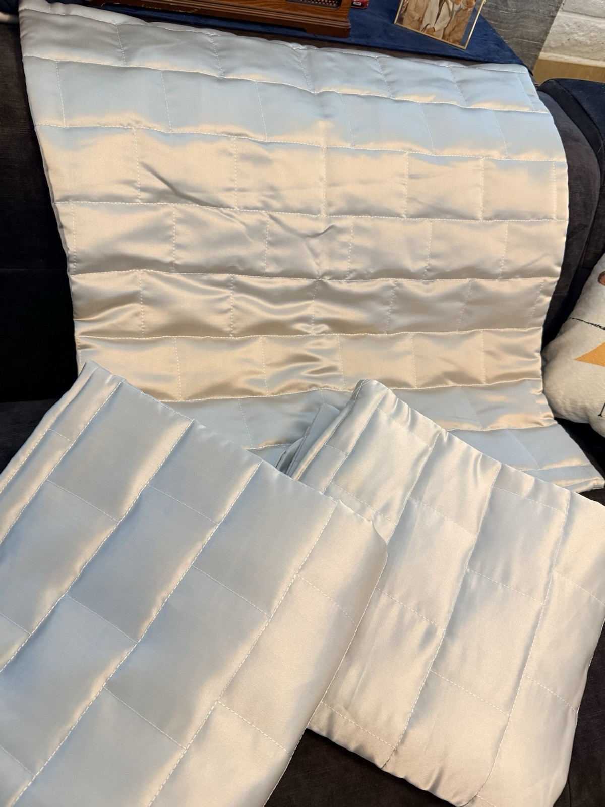 Michael Amini Signature Bedding Silver Gray Quilted Euro Shams  Set 3