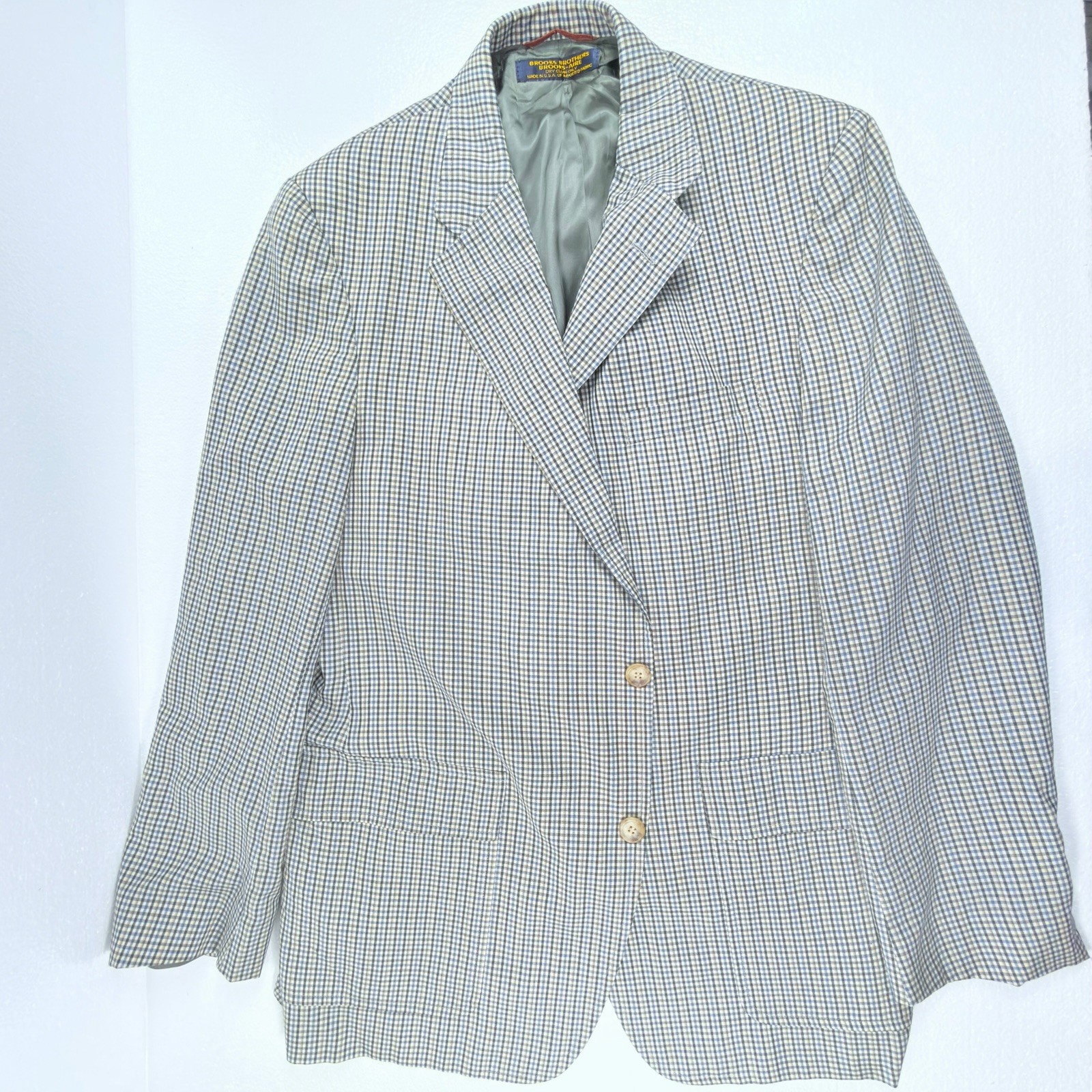 Vintage Brooks Brothers Brooks-Aire Mens 44L Plaid Sport Jacket Coat USA MADE