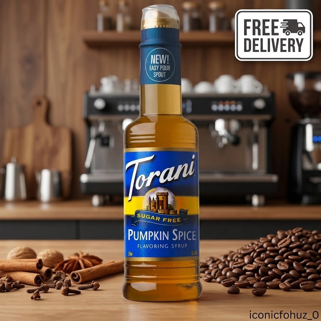 TORANI Sugar-Free Pumpkin Spice Coffee Syrup – 12.7 OZ bottle| Zero Calorie Fat|