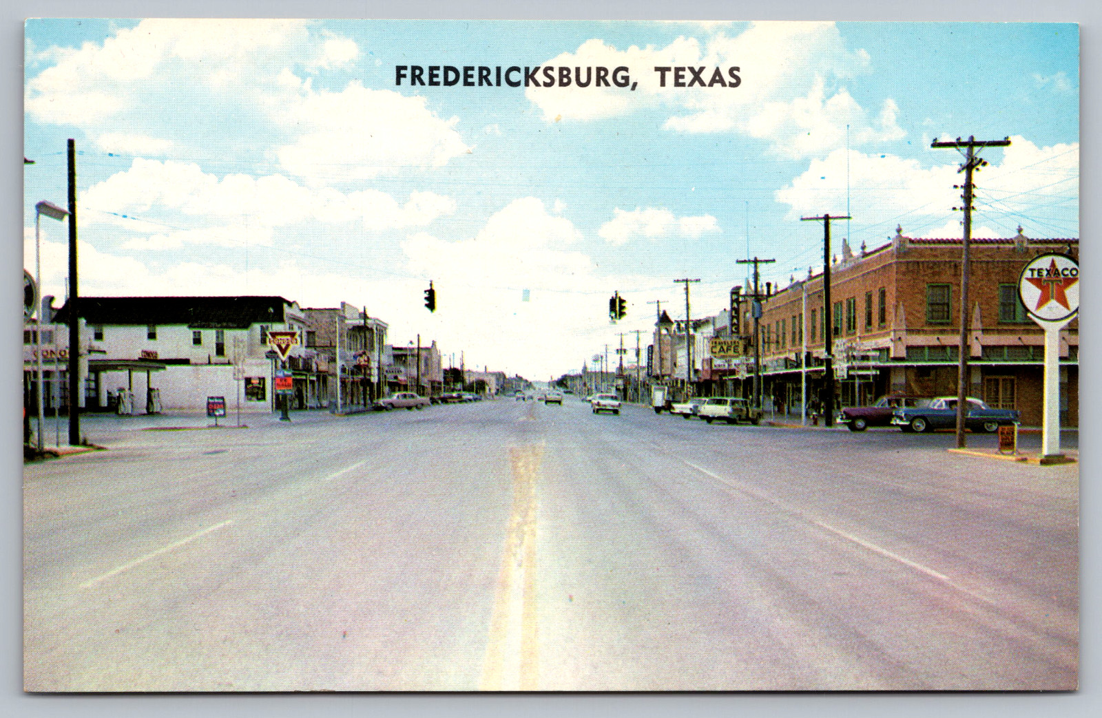 Postcard Fredericksburg Texas Street Scene Texao Postcard Fredericksburg Texas Street Scene Texao