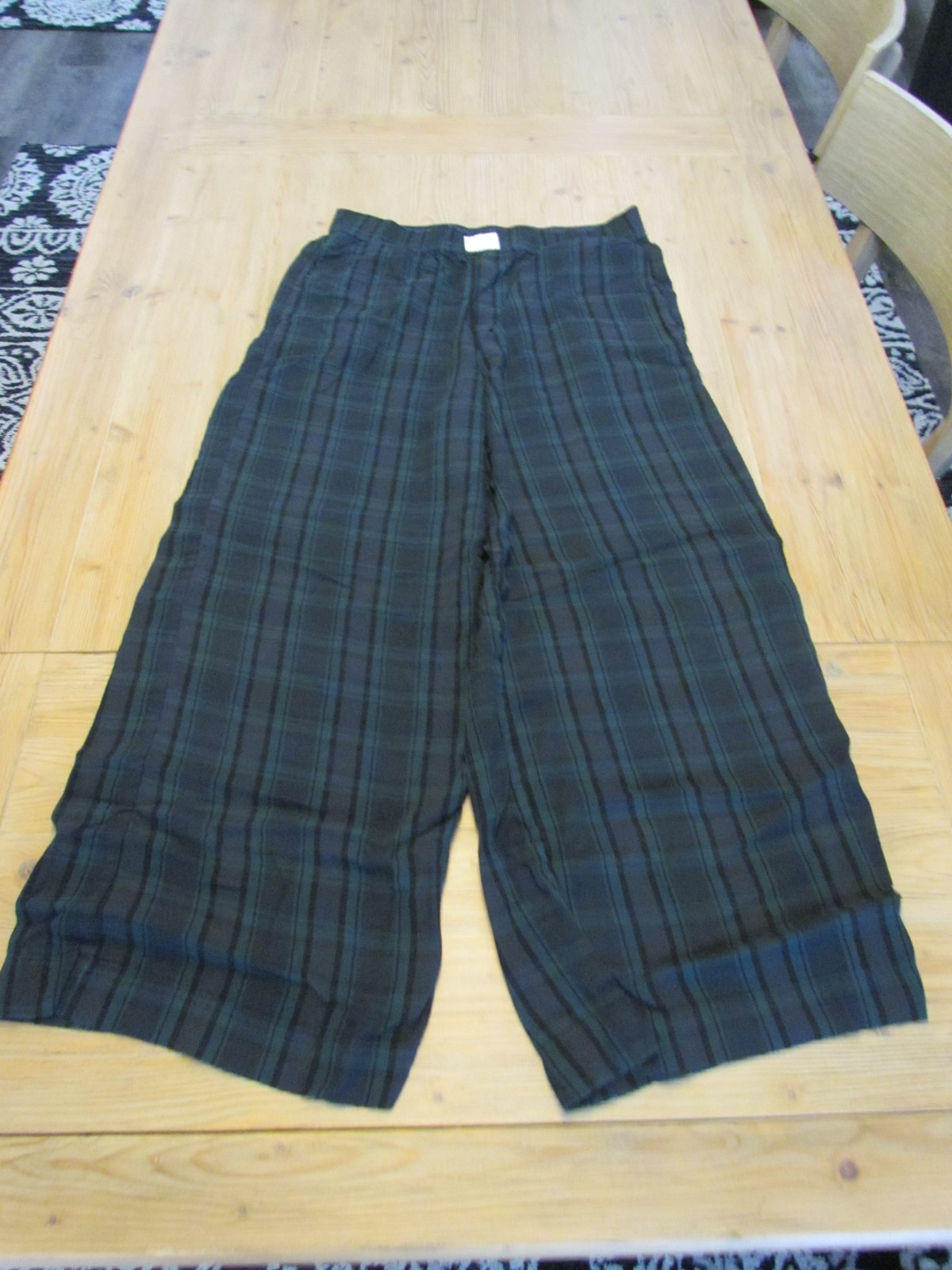 EUC J.Crew Women\'s Medium M Navy Green Blackwatch Plaid Cotton Blend Pajama Pant