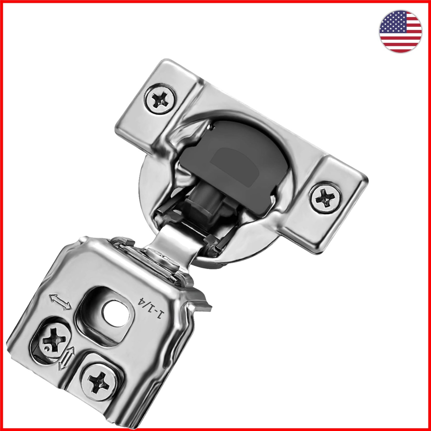 Adjustable Soft Close Hinges for Kitchen Cabinets, 1-1/4 Inch Overlay, 6 Pack