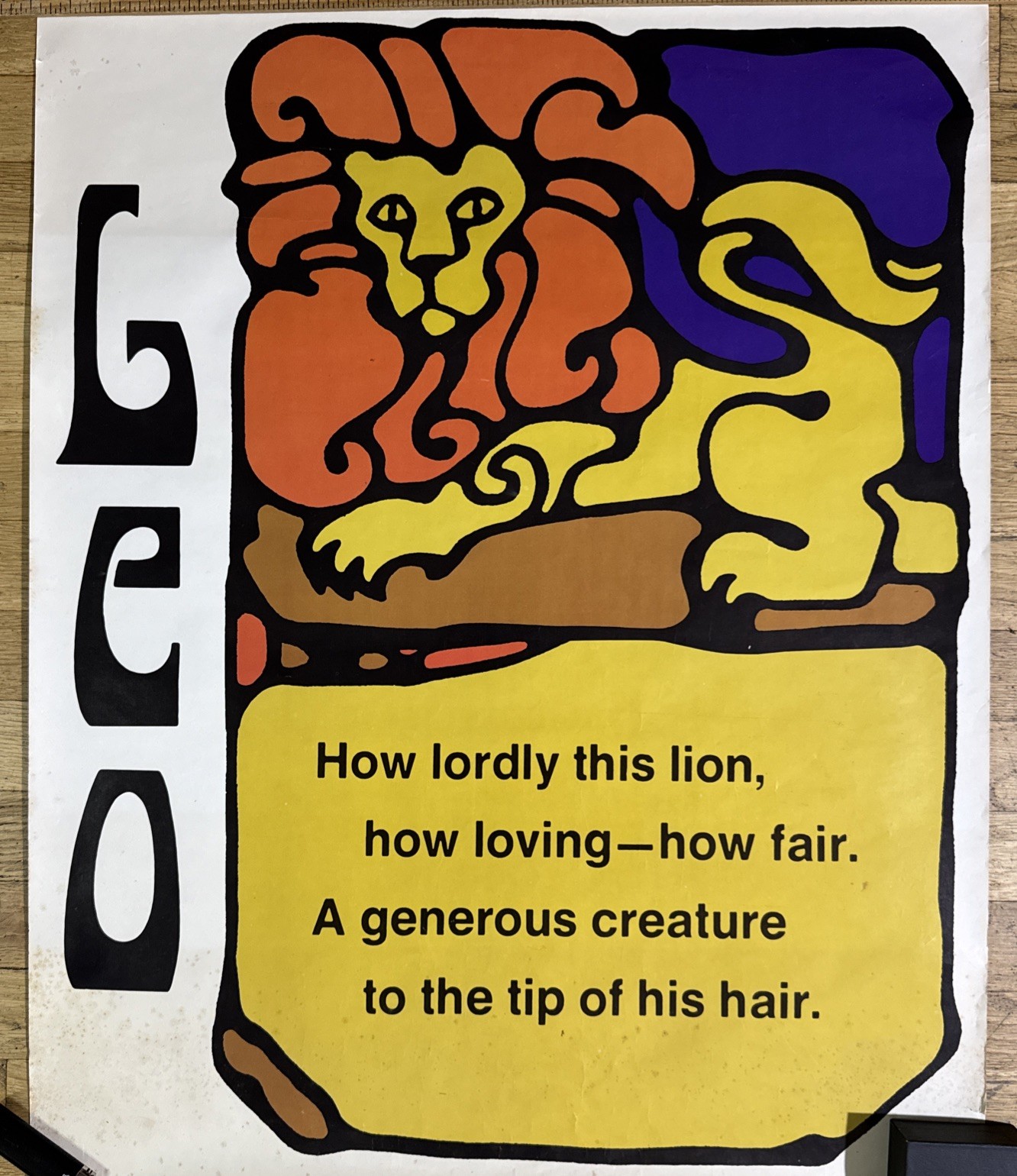 Vintage 1970s Psychedelic Leo Zodiac Poster Large Retro Astrological Rare Print Vintage 1970s Psychedelic Leo Zodiac Poster Large Retro Astrological Rare Print