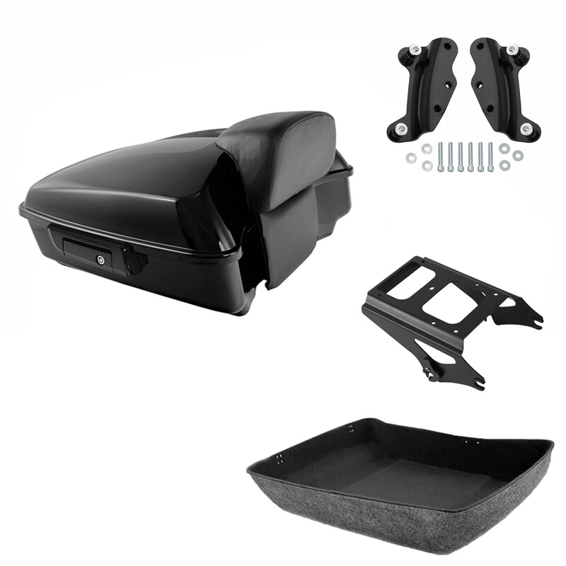 Black Chopped Trunk Backrest Rack Docking Fit For Harley Road Glide 2009-13