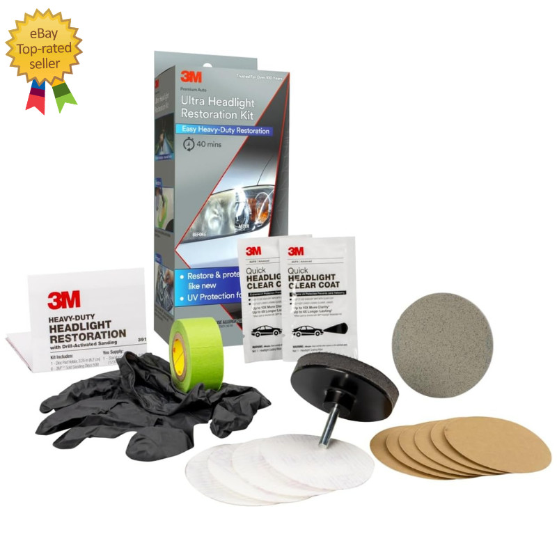 3M Ultra Headlight Restoration Kit Contains Masking Tape Light Sanding Discs