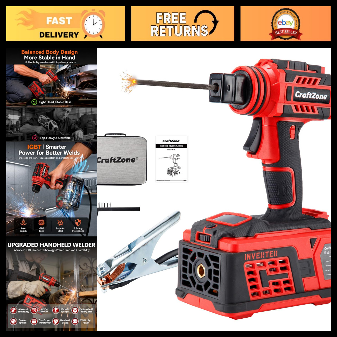 High Power Portable Handheld Welder 20-135A | Digital Display | Compact Arc Weld