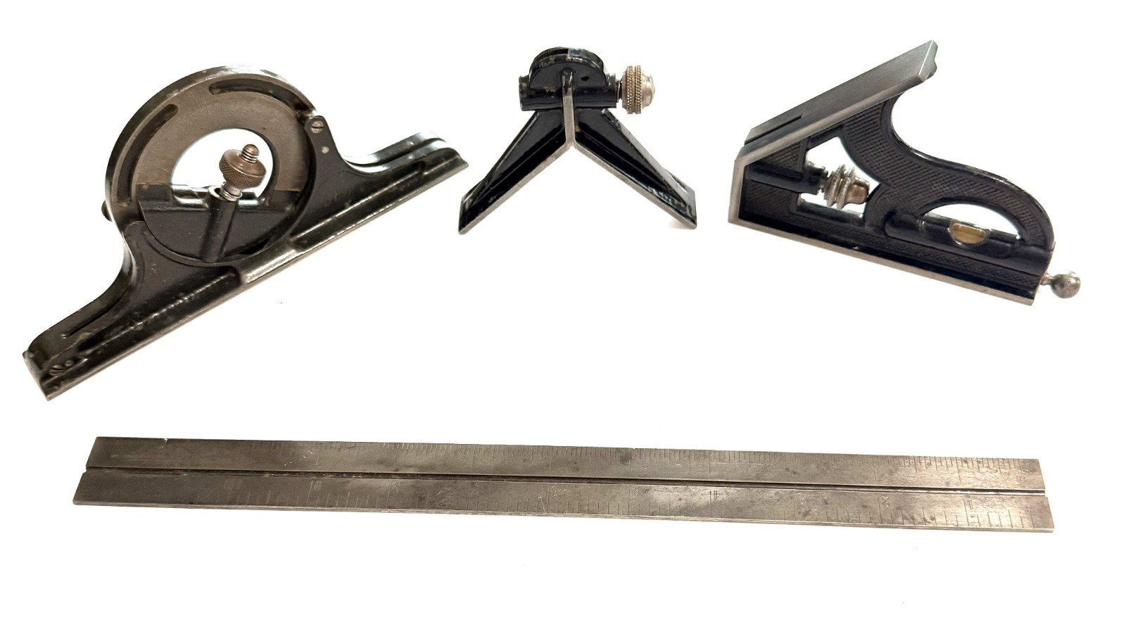 Vintage L.S.S. Co. Starrett 4-Pc Combination Square Set 12\