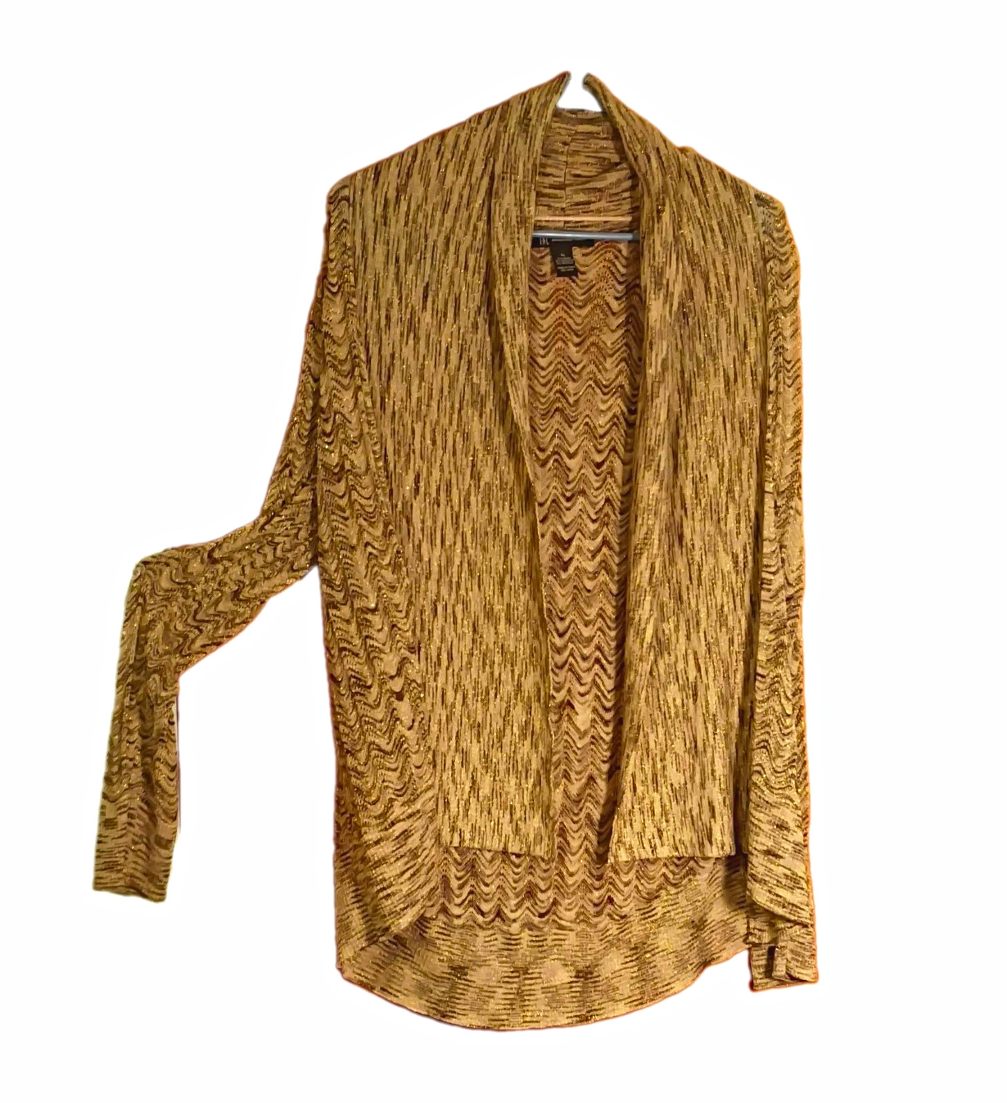 INC International Concepts Womens XL Metallic Chevron Knit Cardigan Gold INC International Concepts Womens XL Metallic Chevron Knit Cardigan Gold