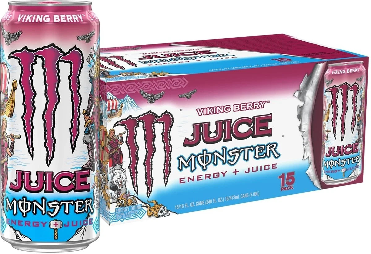 Monster Energy Juice Viking Berry, Energy Drink, 16 Ounce, Energy + Juice 15 Pk
