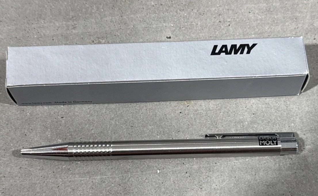 LAMY LOGO STAINLESS STEEL Liqui Moly BALLPOINT PEN BLUE *New* LAMY LOGO STAINLESS STEEL Liqui Moly BALLPOINT PEN BLUE *New*