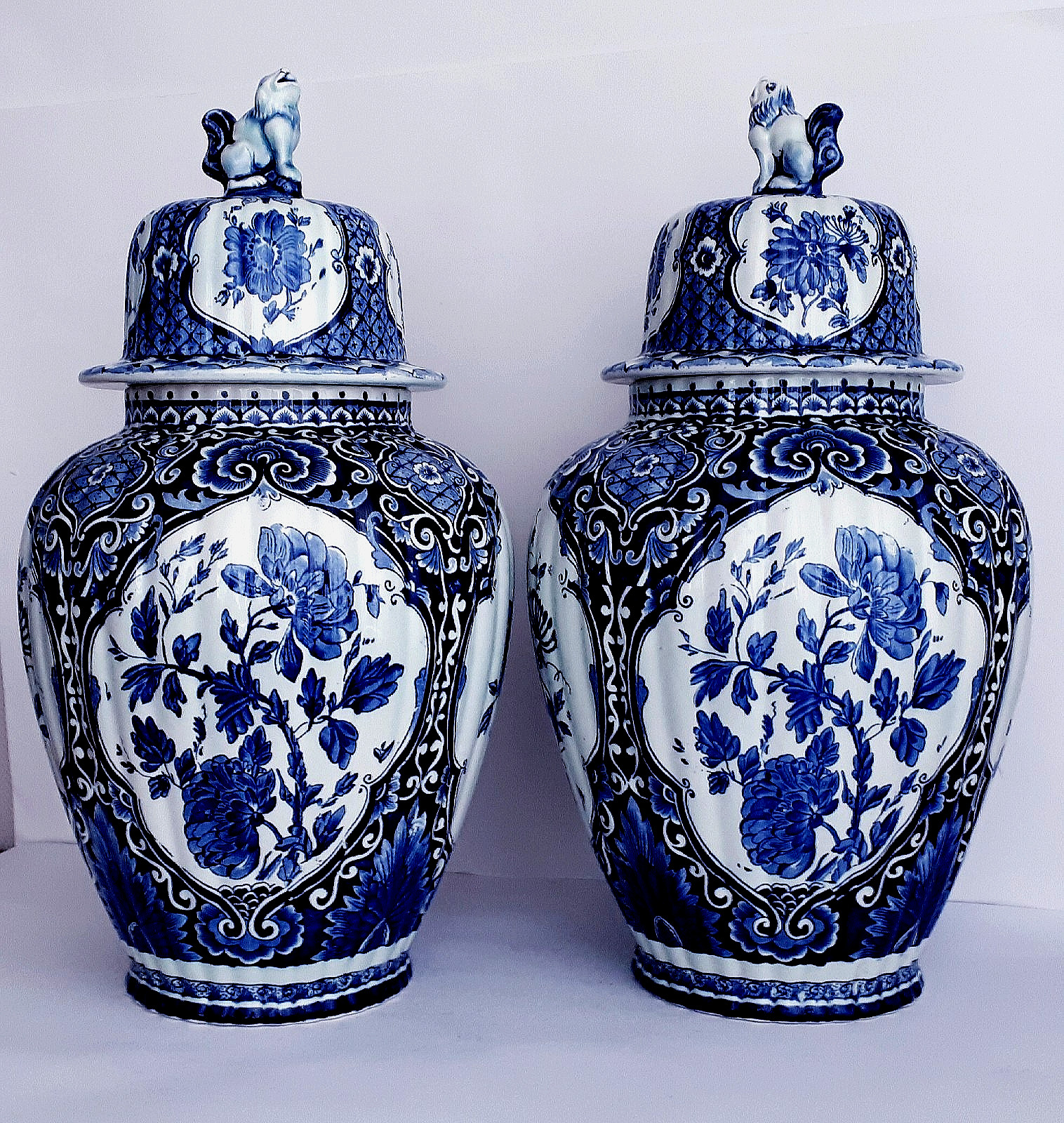 Antique DELFT XL GINGER JAR 18.5 INCHES LIDDED VASE - PETRUS REGOUT EXCELLENT