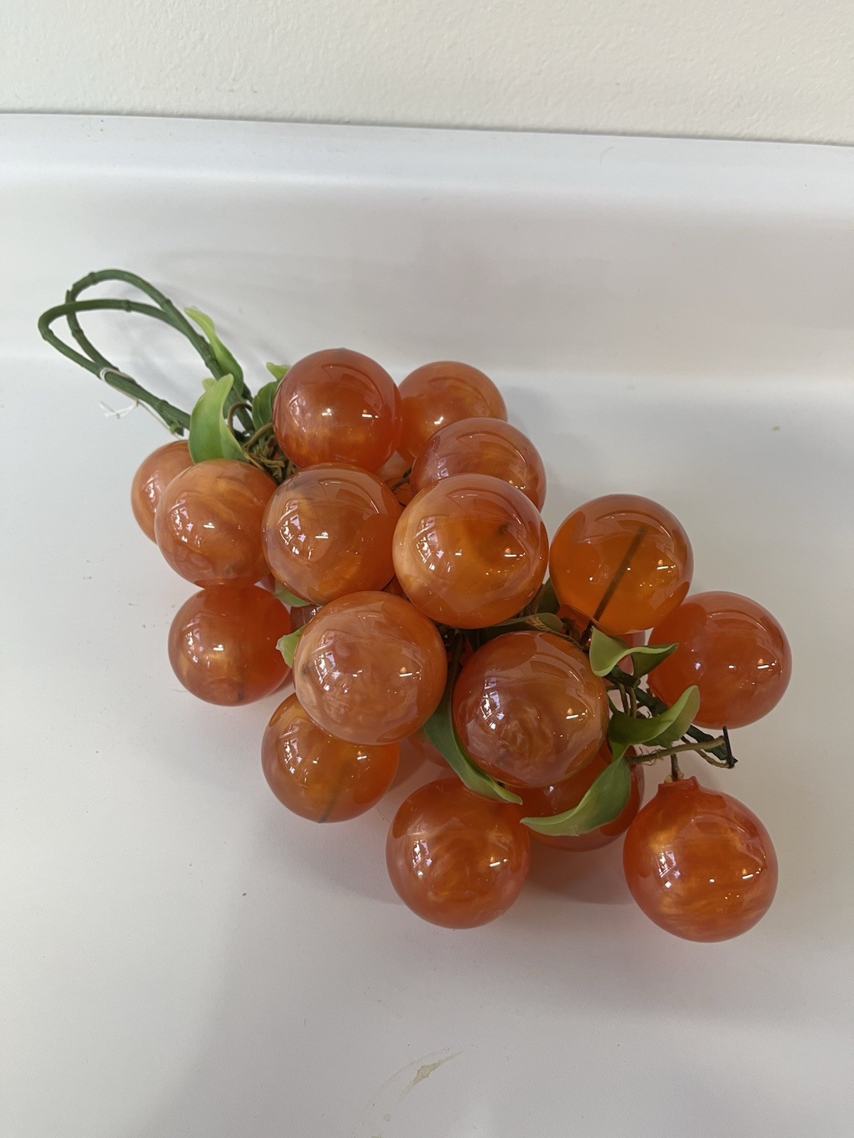 MCM Amber/Orange Lucite Acrylic Grapes Large Heavy Cluster Vintage Home Decor