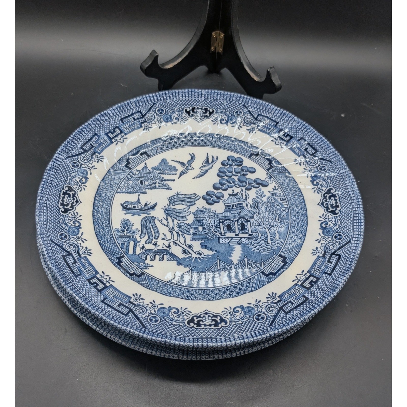 Wessex Collection Blue Willow Dinner Plates Set of 4 England Blue White 10\