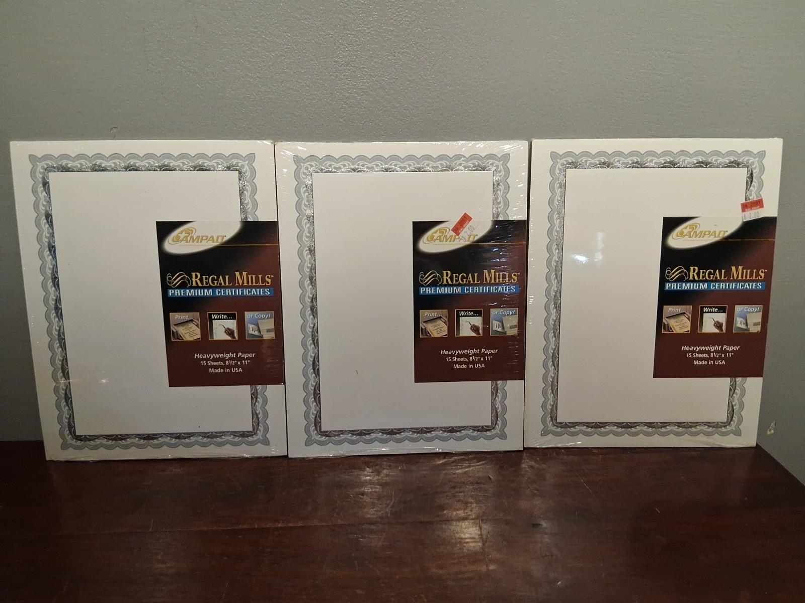 Regal Mills Premium Certificates 8 1/2\
