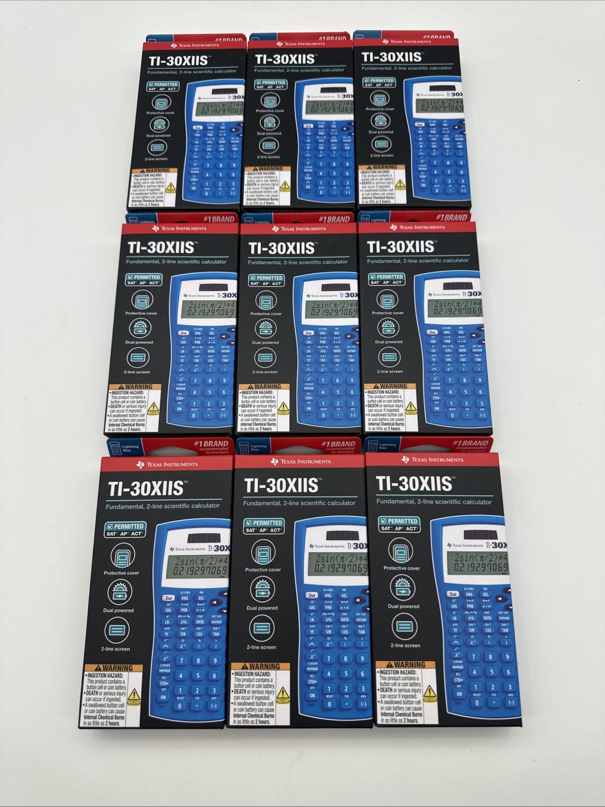 *New*Lot Of 9 Texas Instruments TI-30X IIS Scientific Calculator Lightning Blue *New*Lot Of 9 Texas Instruments TI-30X IIS Scientific Calculator Lightning Blue