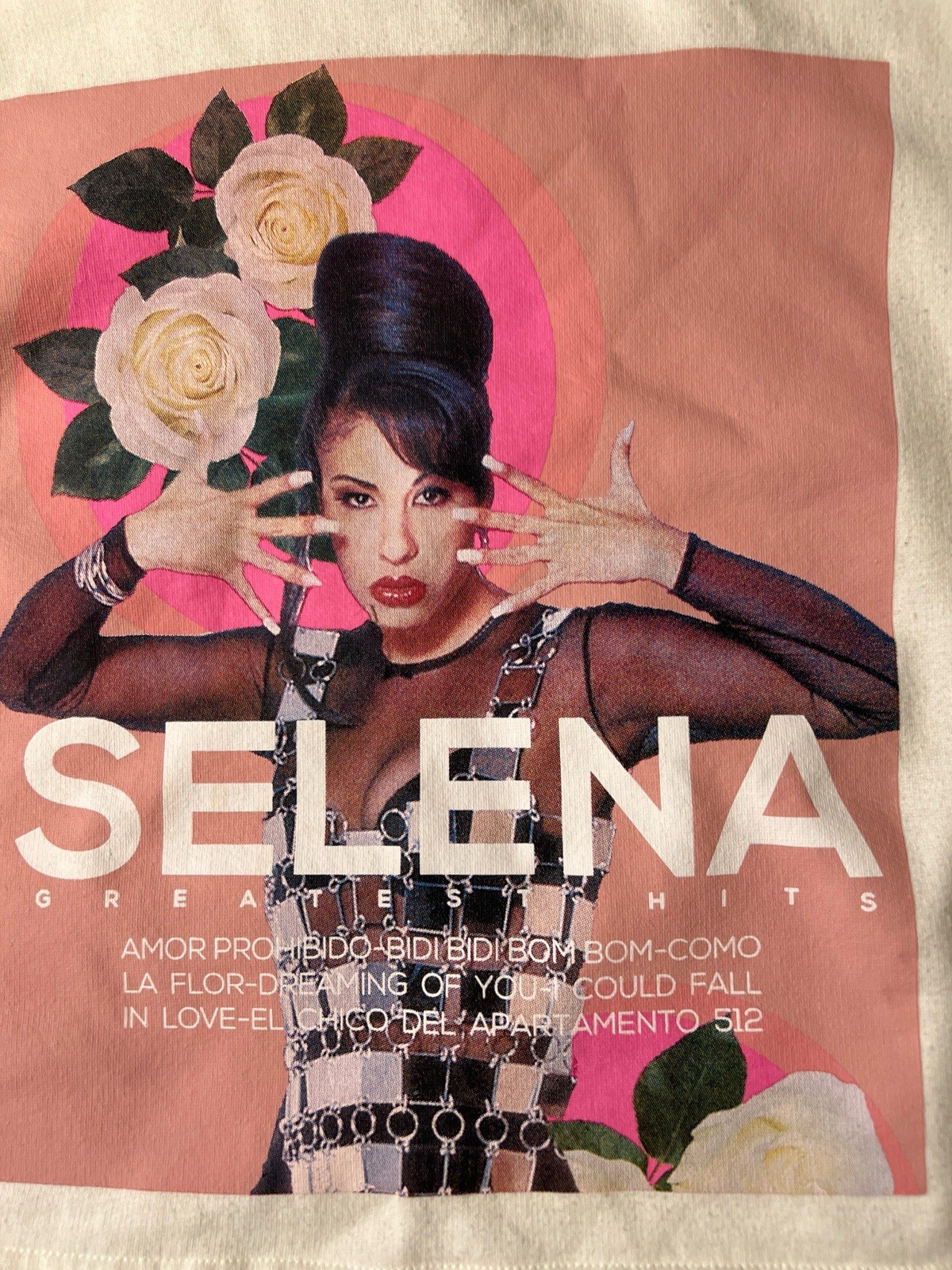 Selena Quintanilla Official Merch Cropped Sweatshirt Womens Large White Graphic⁠