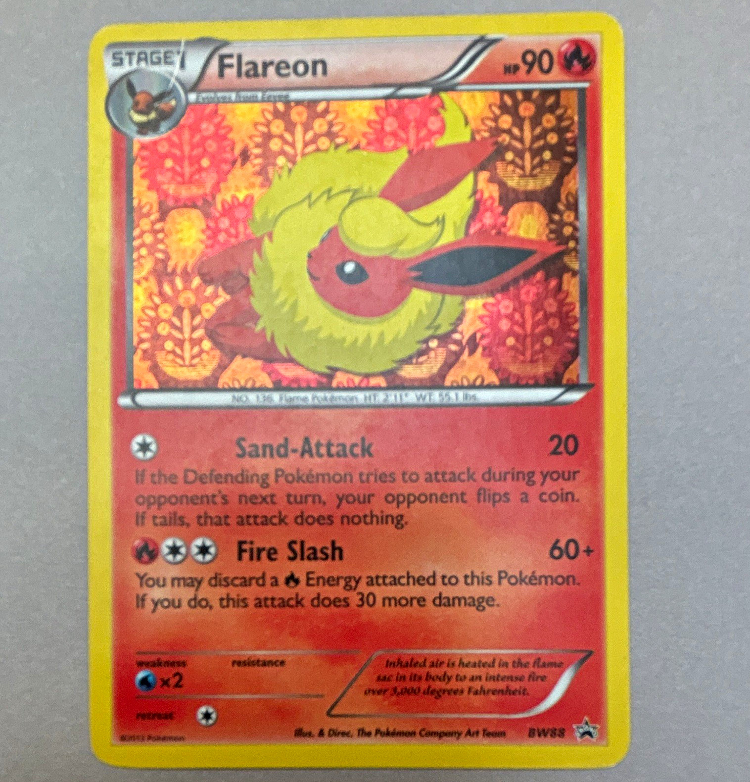 Pokemon TCG Flareon BW88 Black & White Holo Promo English Stage 1 90HP - LP Pokemon TCG Flareon BW88 Black & White Holo Promo English Stage 1 90HP - LP