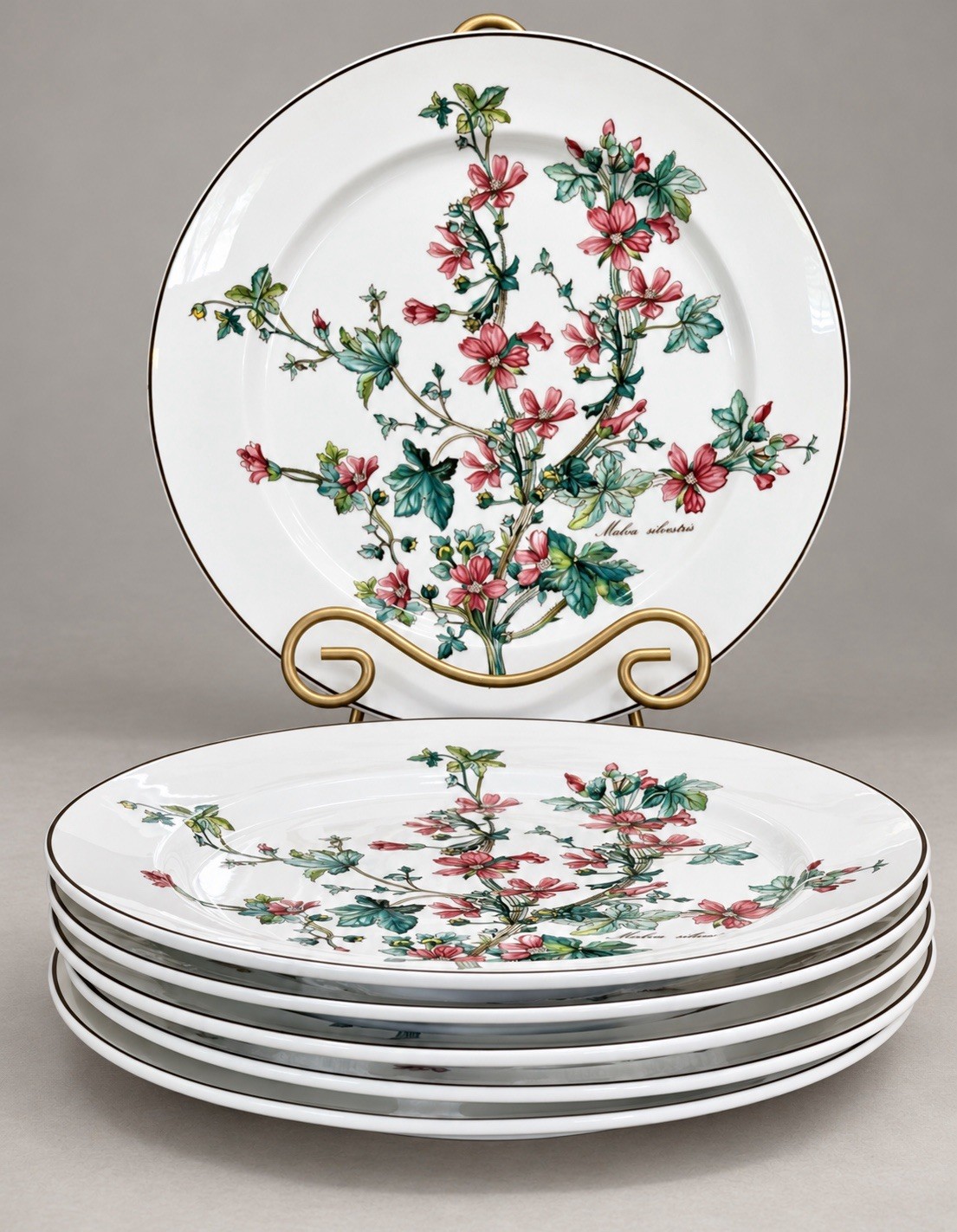 VTG Villeroy Boch Botanica Malva Silvestris 6 Dinner Plates 10-3/8 Luxembourg VTG Villeroy Boch Botanica Malva Silvestris 6 Dinner Plates 10-3/8 Luxembourg