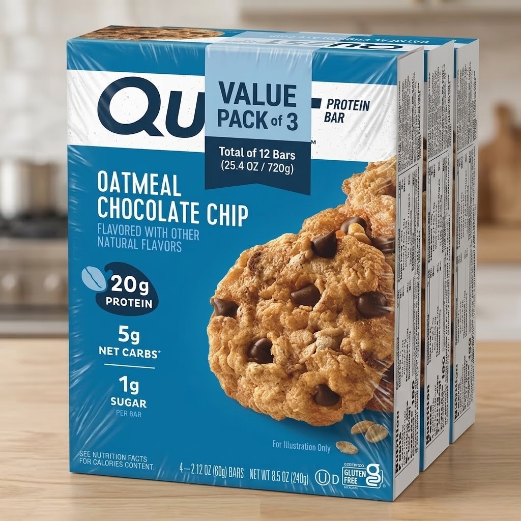 (3Pk) Quest Protein Bar Oatmeal Chocolate Chip20g Protein Gluten Free4 Ct 3PK