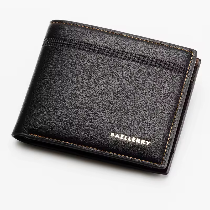 New Mens Black Genuine Leather Bifold Wallet ID Window Credit Card Case Holder