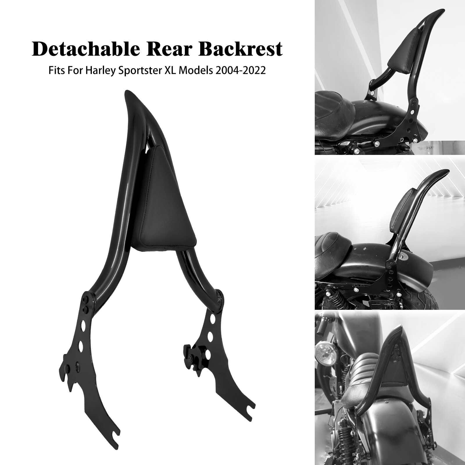 Black Detachable Passenger Rear Backrest Sissy Bar Fit For Harley XL 883 2004-22 Black Detachable Passenger Rear Backrest Sissy Bar Fit For Harley XL 883 2004-22
