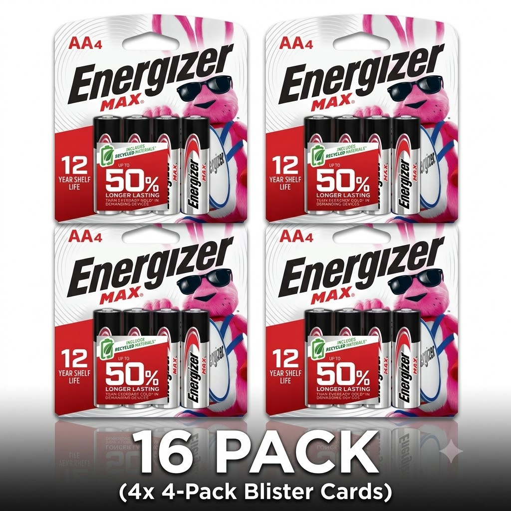 Energizer AA Batteries, MAX Double AA Battery Alkaline, 16 Count Energizer AA Batteries, MAX Double AA Battery Alkaline, 16 Count