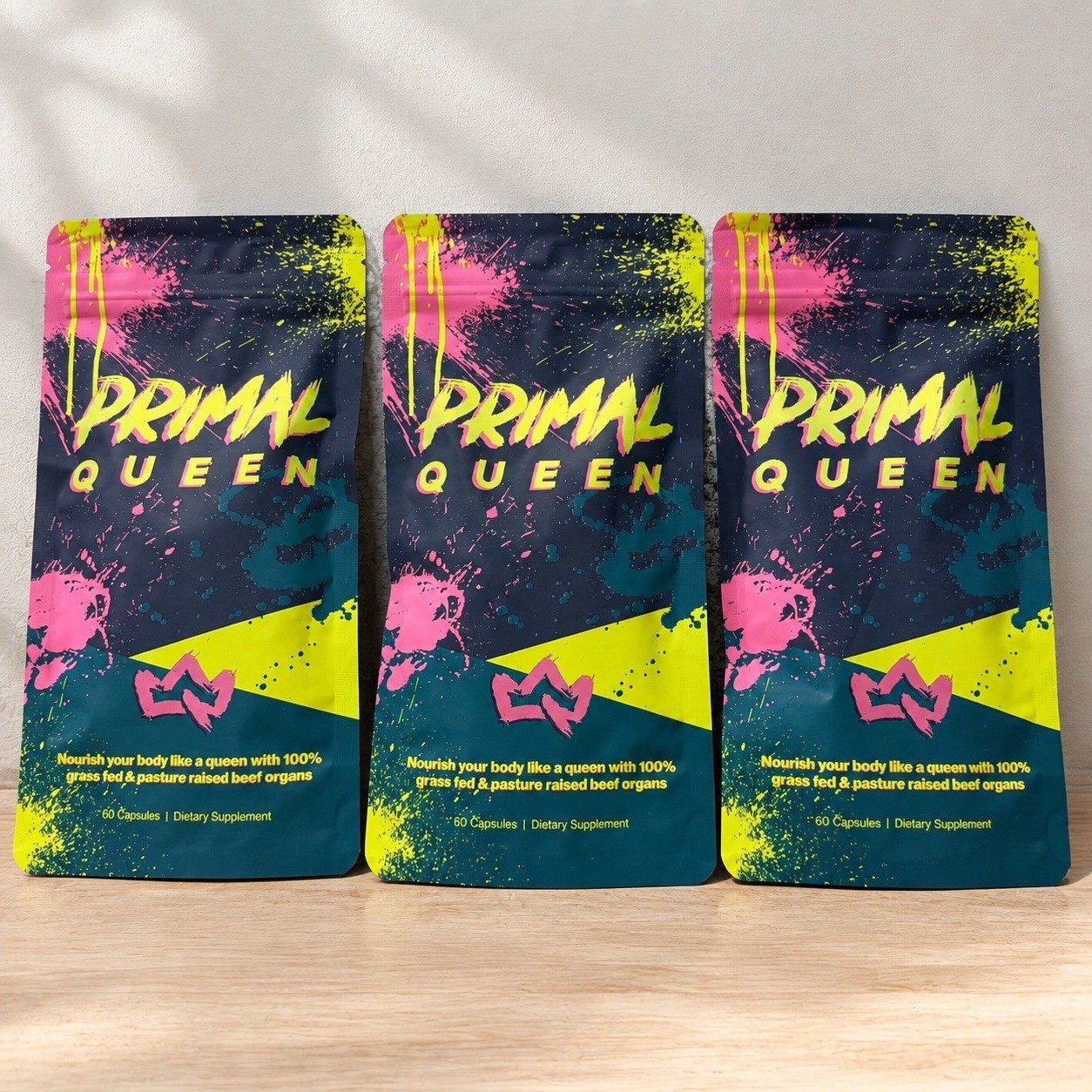 3PACK NEW Primal Queen Beef Organ Supplement for Women - 180 Count