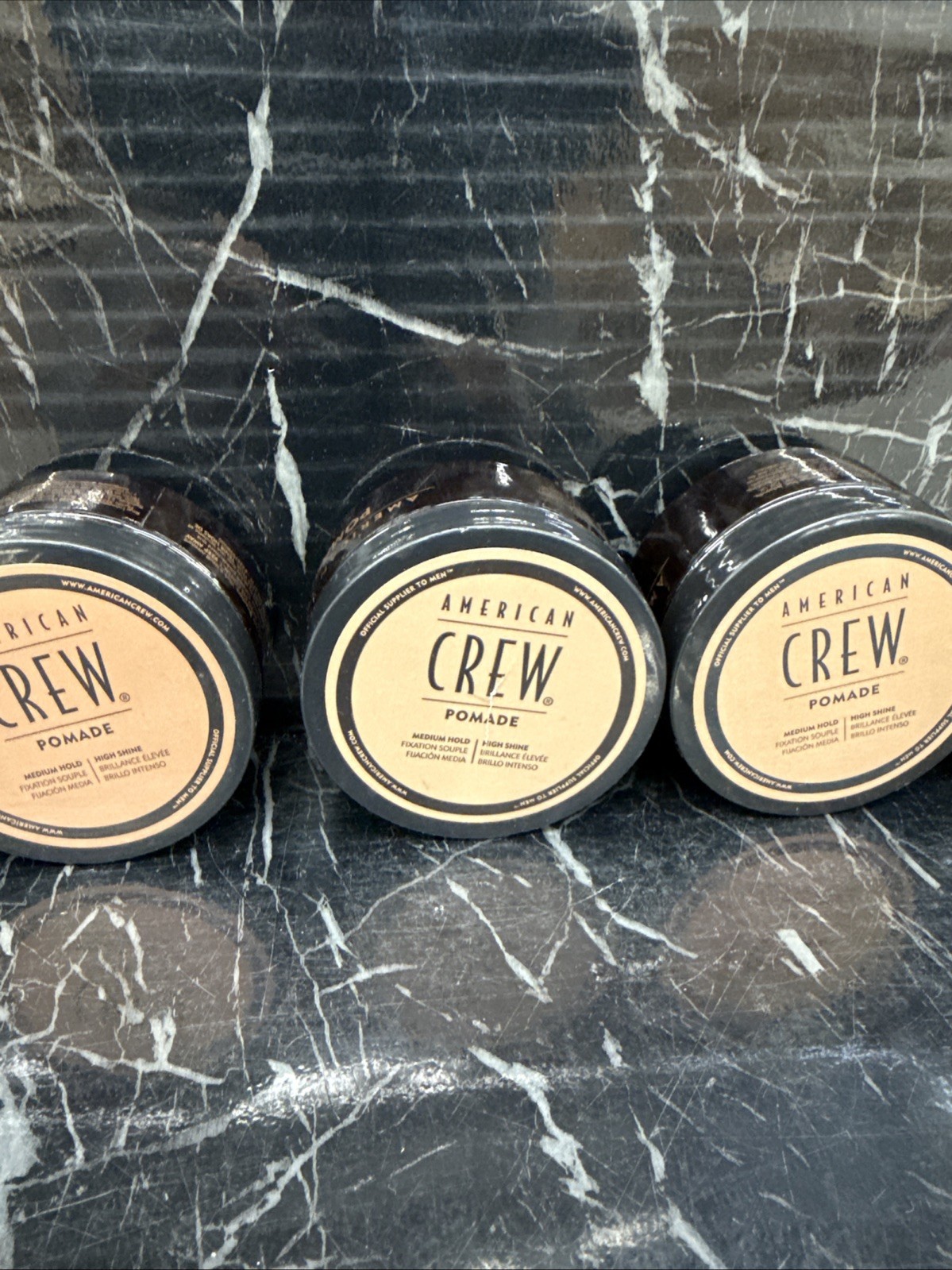 3x American Crew Pomade, Medium Hold, High Shine, 3oz NEW