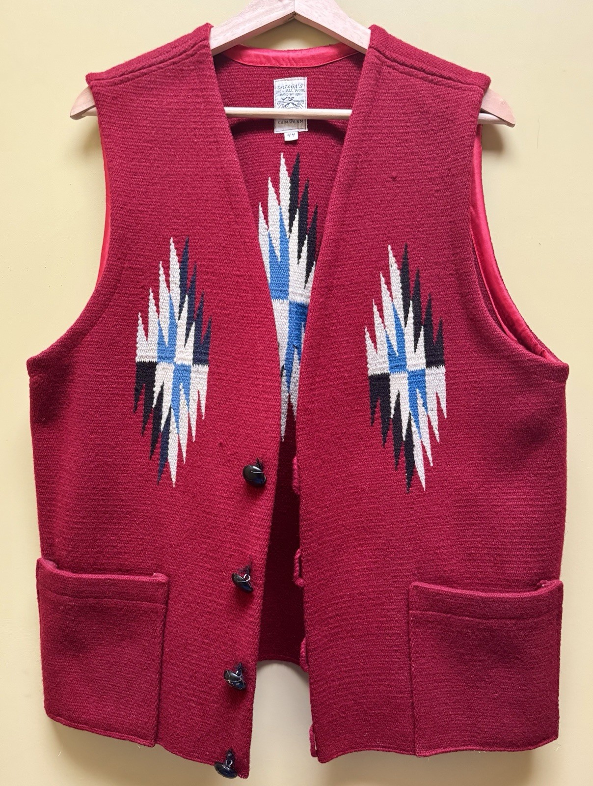 Vintage Ortega’s Chimayo Southwestern New Mexico Hand Woven Vest Large SZ 44
