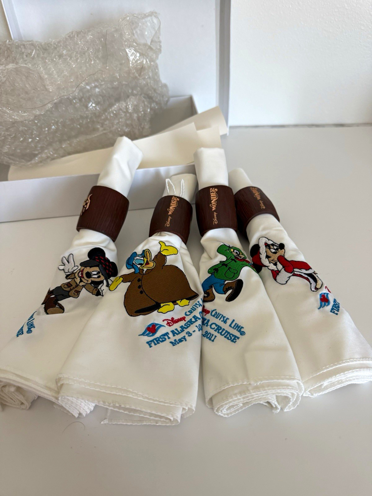 Disney Cruise Line First Alaska Cruise 2011 Napkin & Ring Set - Mickey & Friends