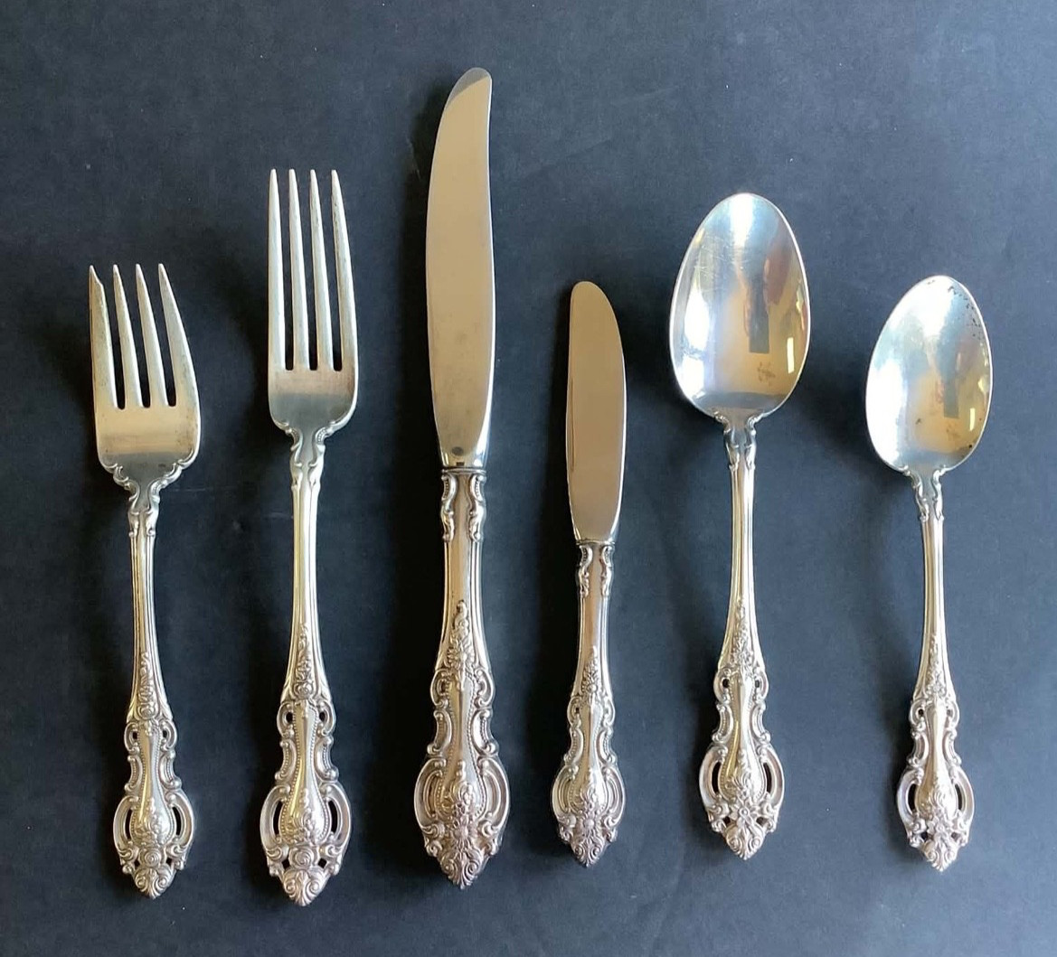 Wallace Grand Victorian 6 Piece Sterling Silver Place Setting No Monogram-Pretty