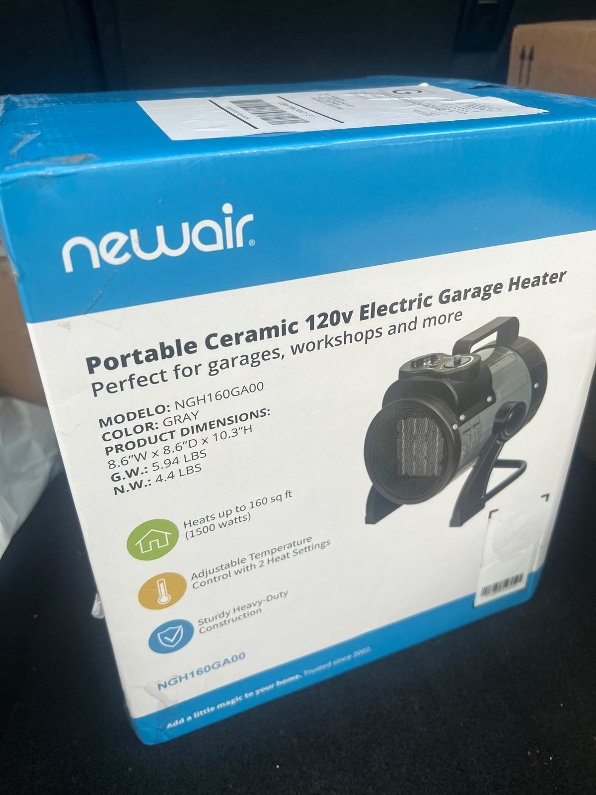 Newair Portable Ceramic Electric Garage Heater NGH160GA00 120V 160 sq ft