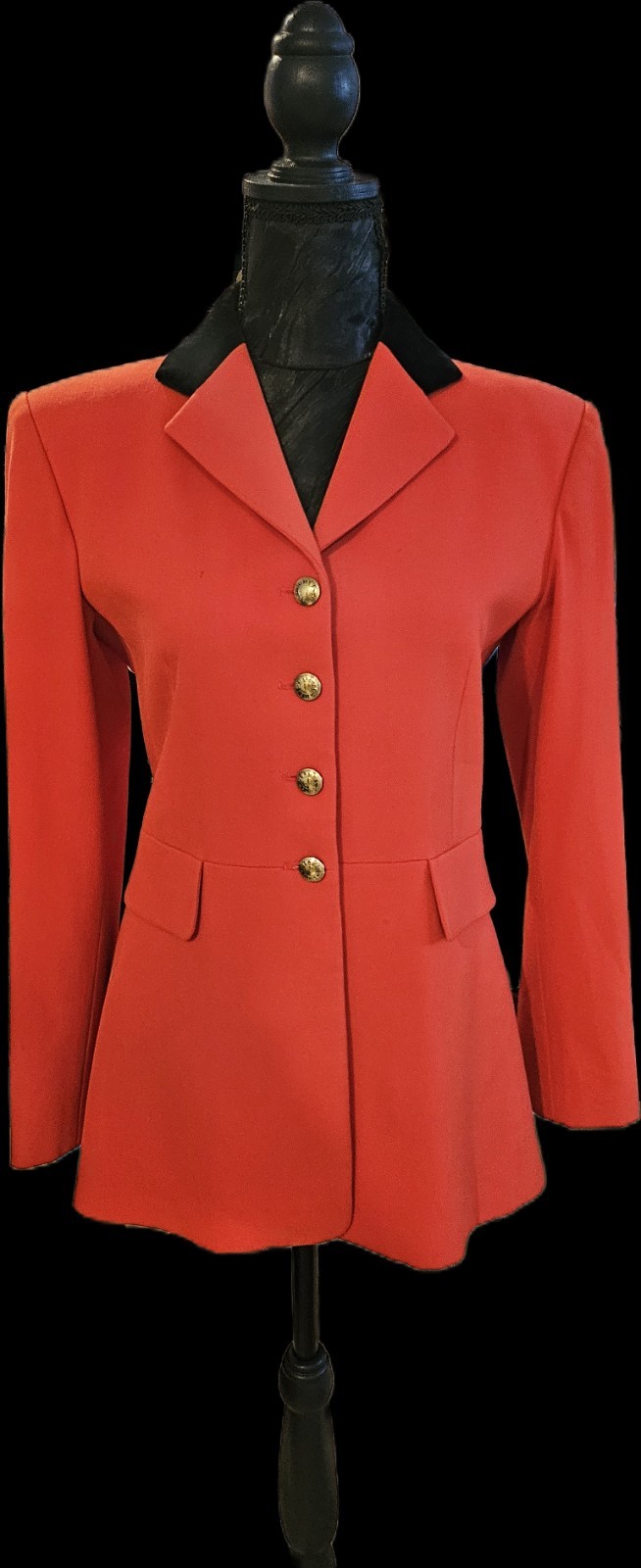 SUPERB AUTHENTIC HERMES Red Equestrian Jacket Velvet Collar COLLECTOR ITEM