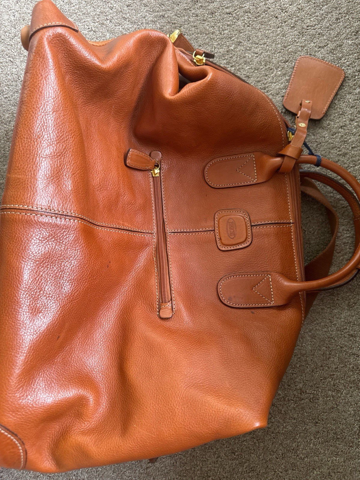 Bric\'s LIFE PELLE Cargo Duffle Bag ~ Cognac Tuscan Milano Italian Leather Bric\'s LIFE PELLE Cargo Duffle Bag ~ Cognac Tuscan Milano Italian Leather