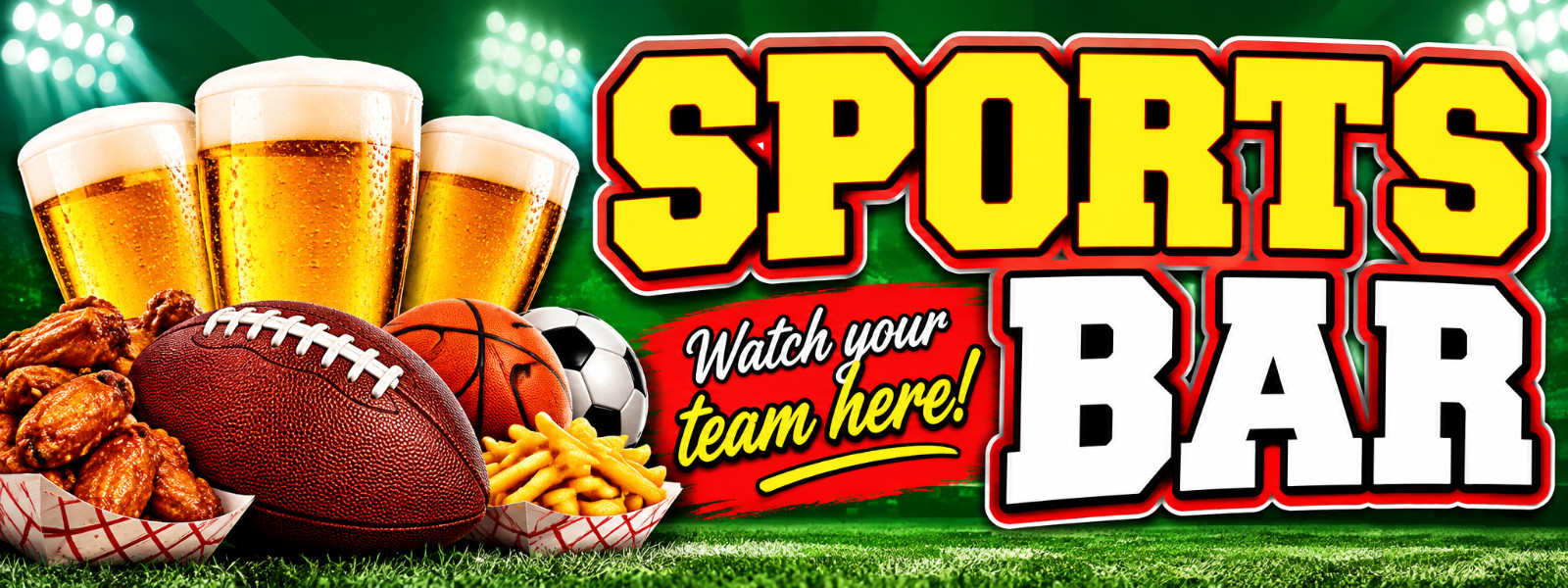 3ft x 8ft  SPORTS BAR Banner (CAN BE PERSONALIZED)