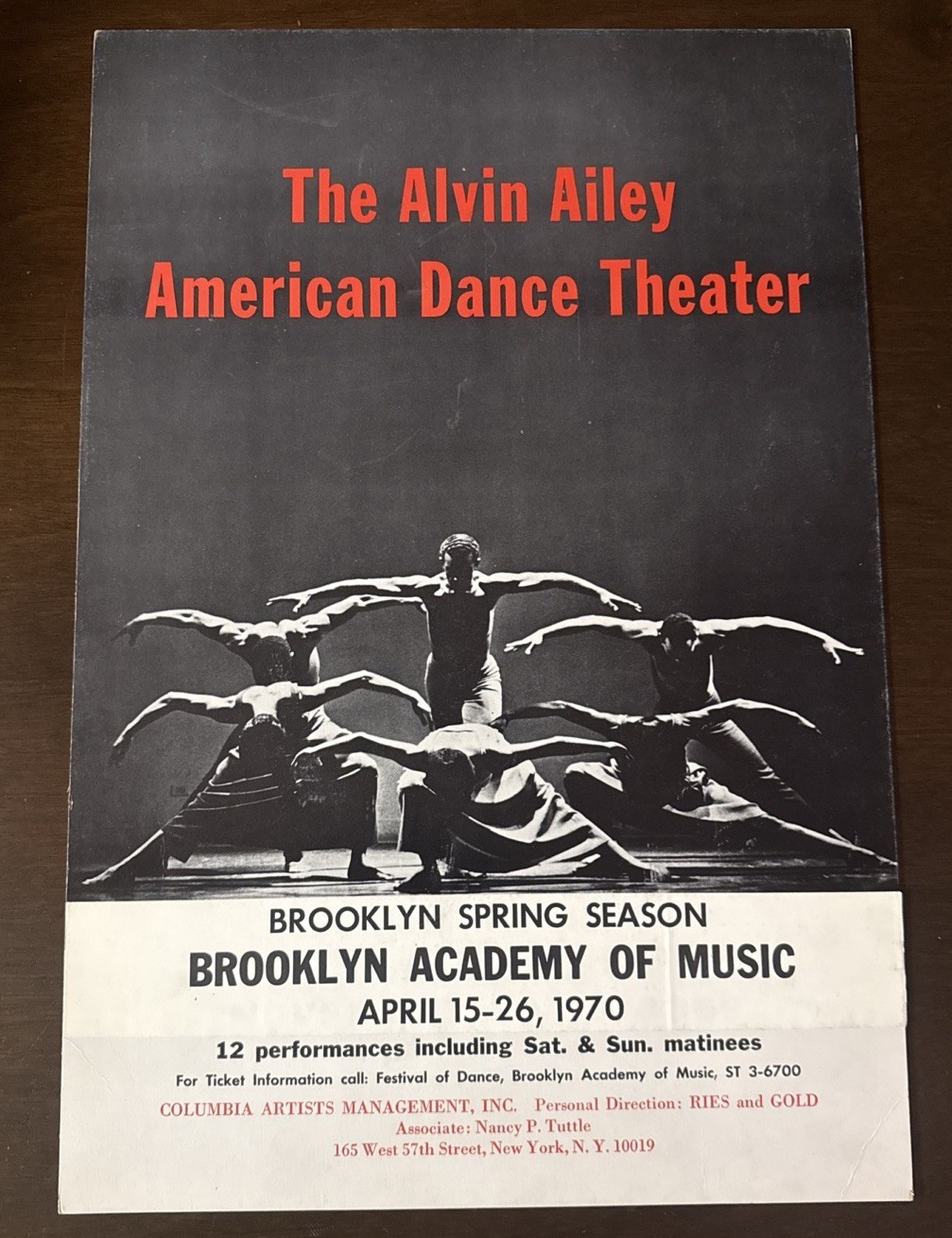 Alvin Ailey American Dance Theater BAM 1970 Brooklyn 14x22 Window Card