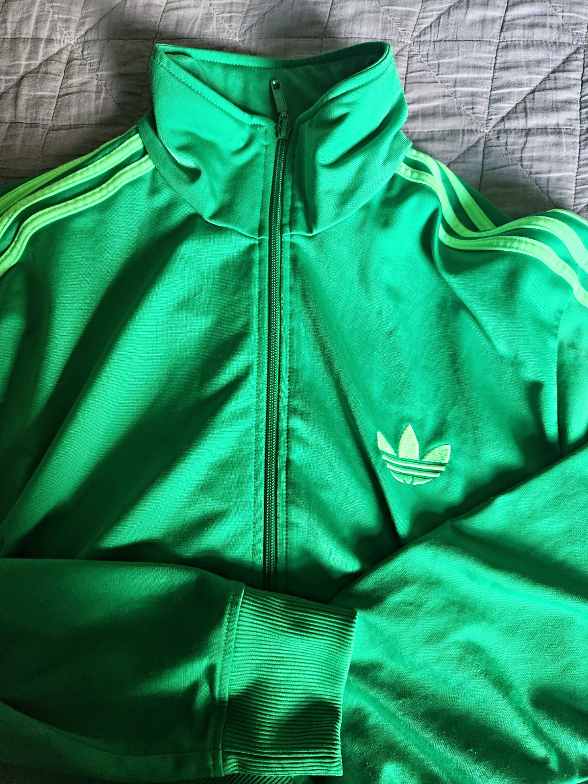 adidas Originals Green Full-Zip Track Jacket Mens L Knit Polyester Pockets adidas Originals Green Full-Zip Track Jacket Mens L Knit Polyester Pockets