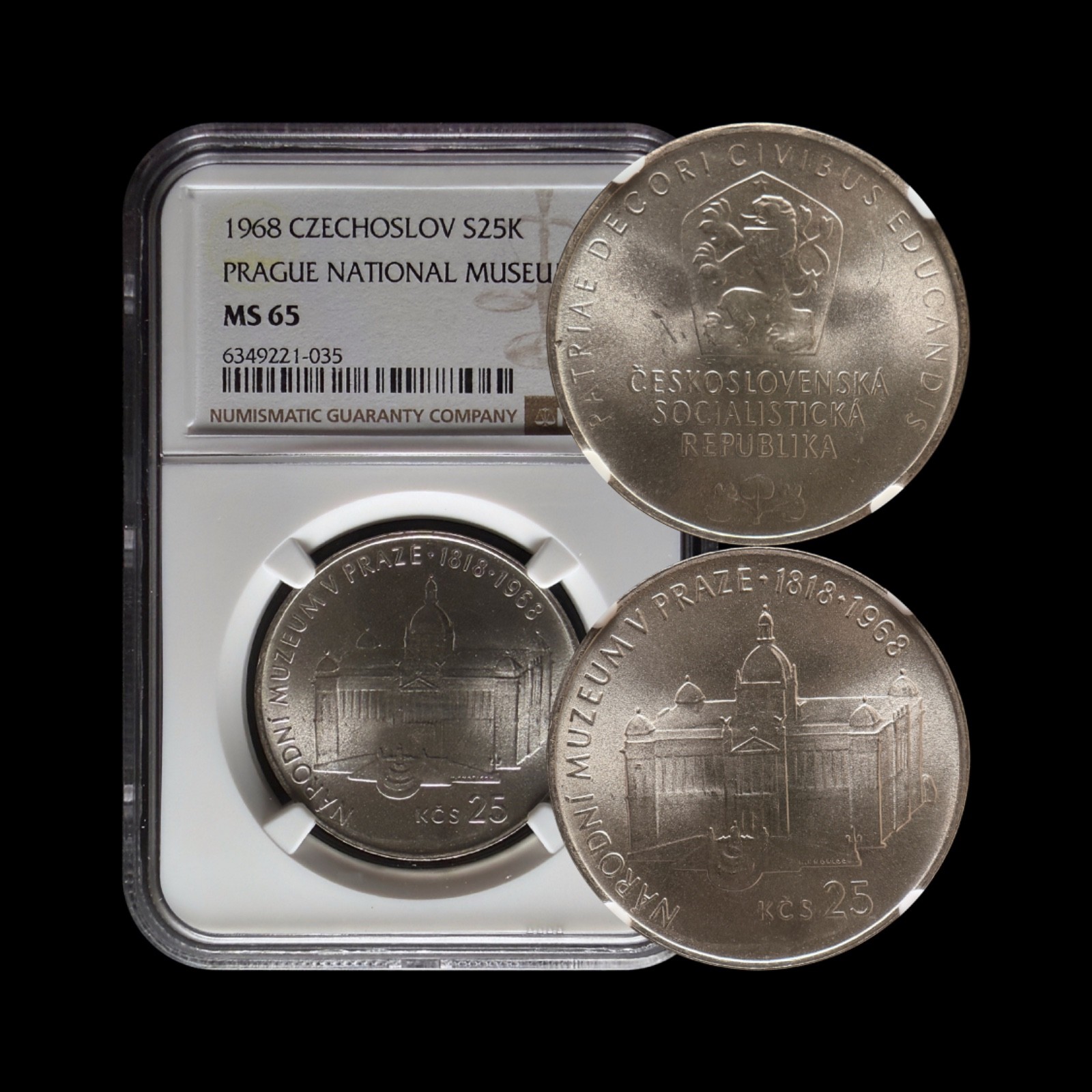 CZECHOSLOVAKIA. 1968, 25 Korun, Silver - NGC MS65 - National Museum Prague CZECHOSLOVAKIA. 1968, 25 Korun, Silver - NGC MS65 - National Museum Prague