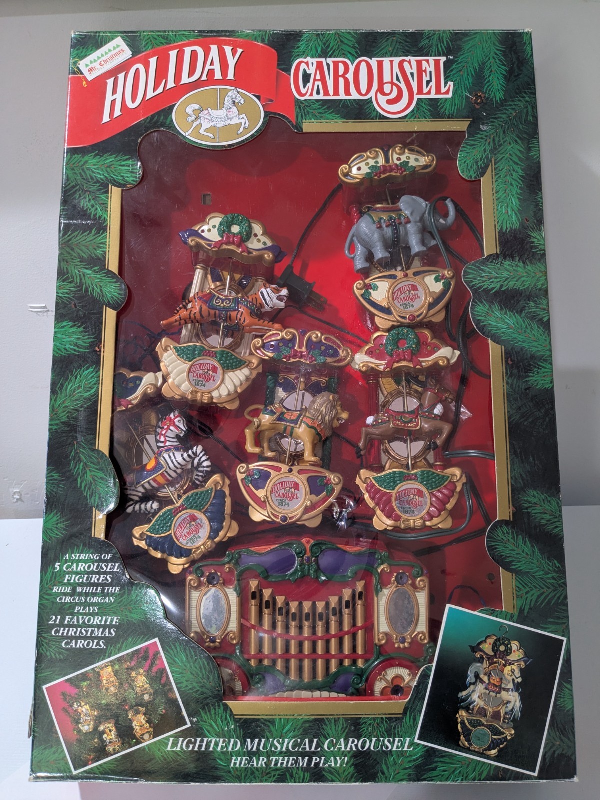 VTG 1992 Mr. Christmas Holiday Carousel. Moving Lights & Sounds Ornaments. WORKS VTG 1992 Mr. Christmas Holiday Carousel. Moving Lights & Sounds Ornaments. WORKS