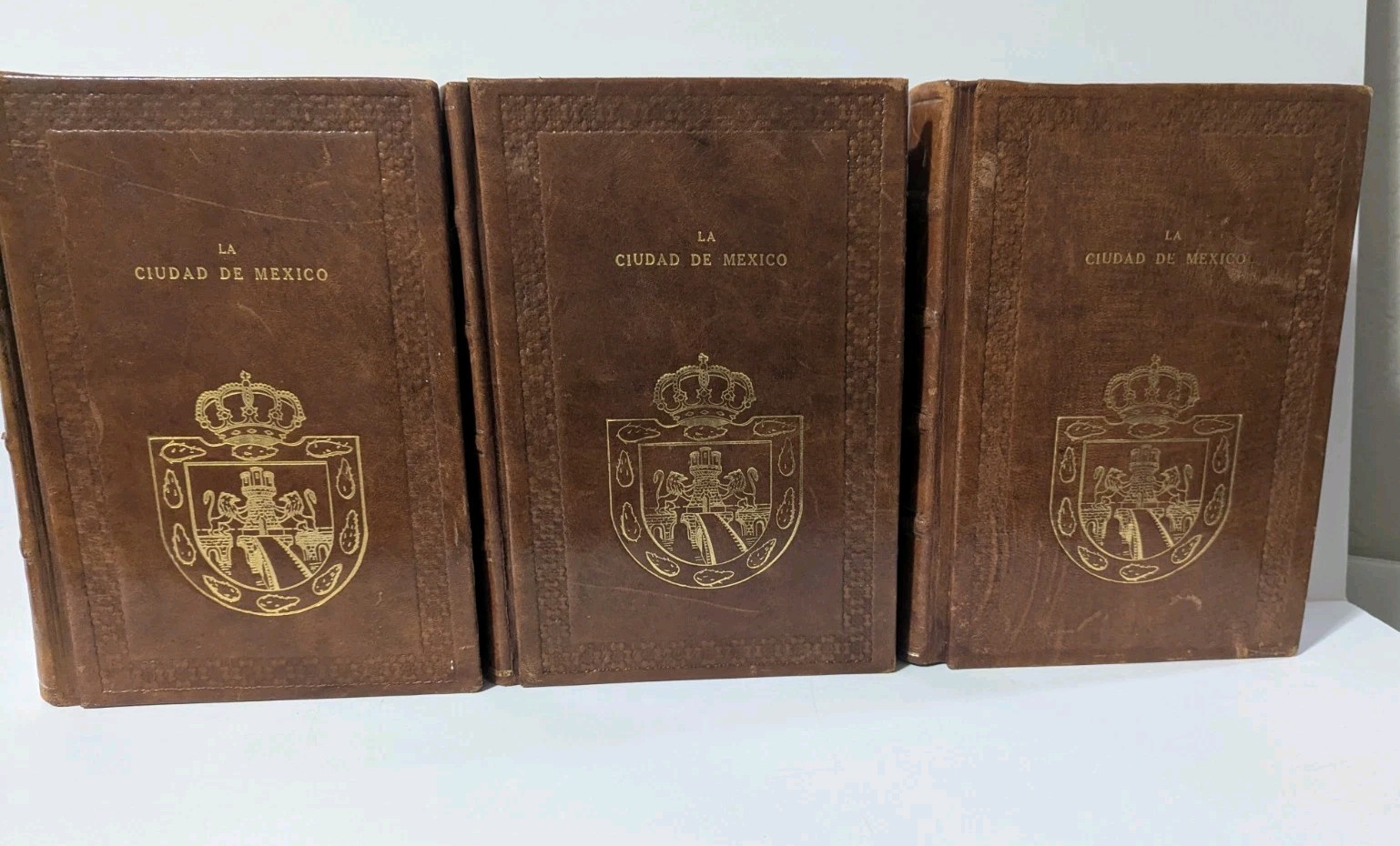 LA CIUDAD DE MEXICO 3-Vol Set Complete José María Marroqui 1969 Leather Binding