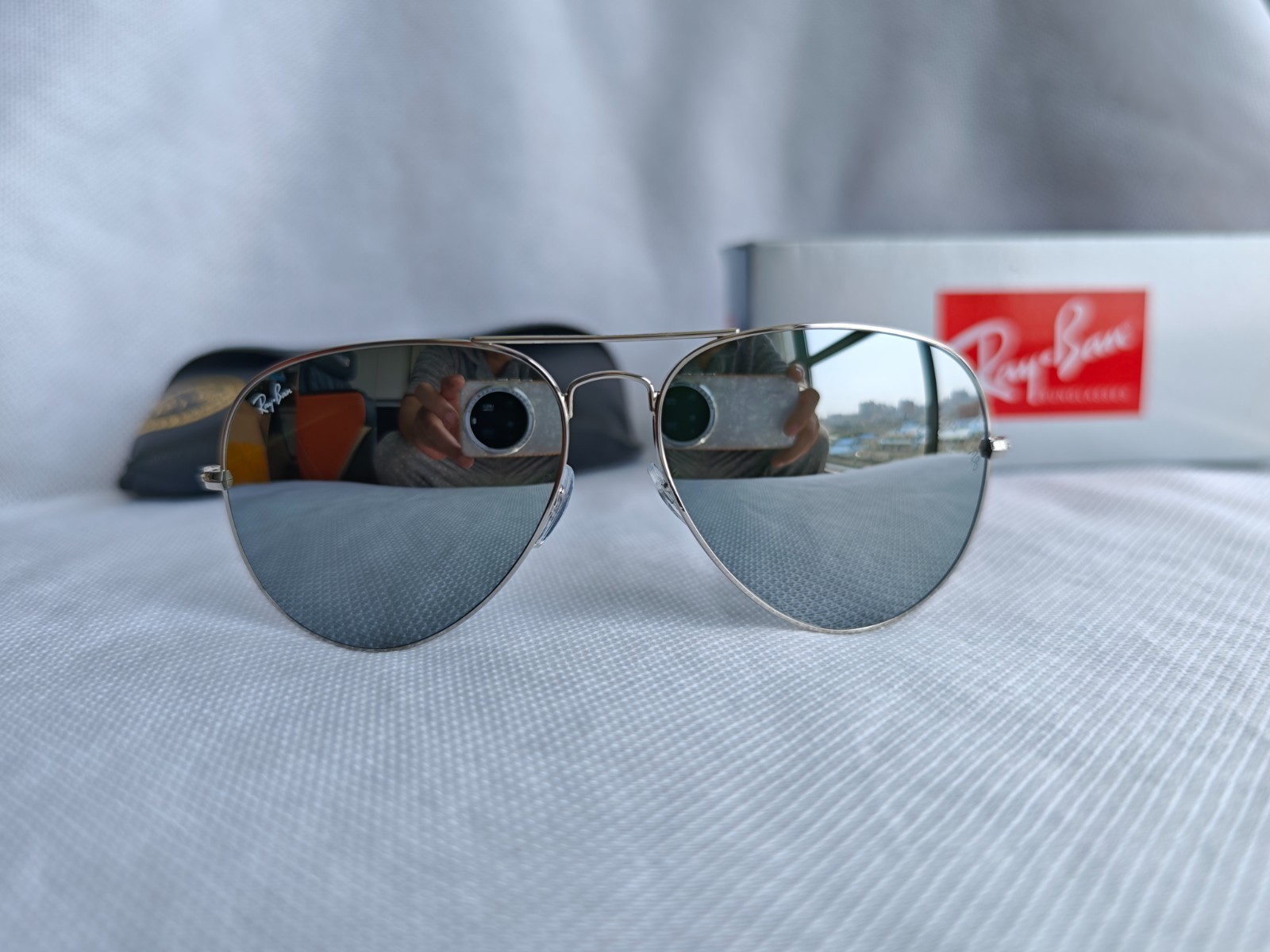 RAY-BAN RB3026 Aviator Sunglasses Silver Frame 62mm Silver Lens RAY-BAN RB3026 Aviator Sunglasses Silver Frame 62mm Silver Lens
