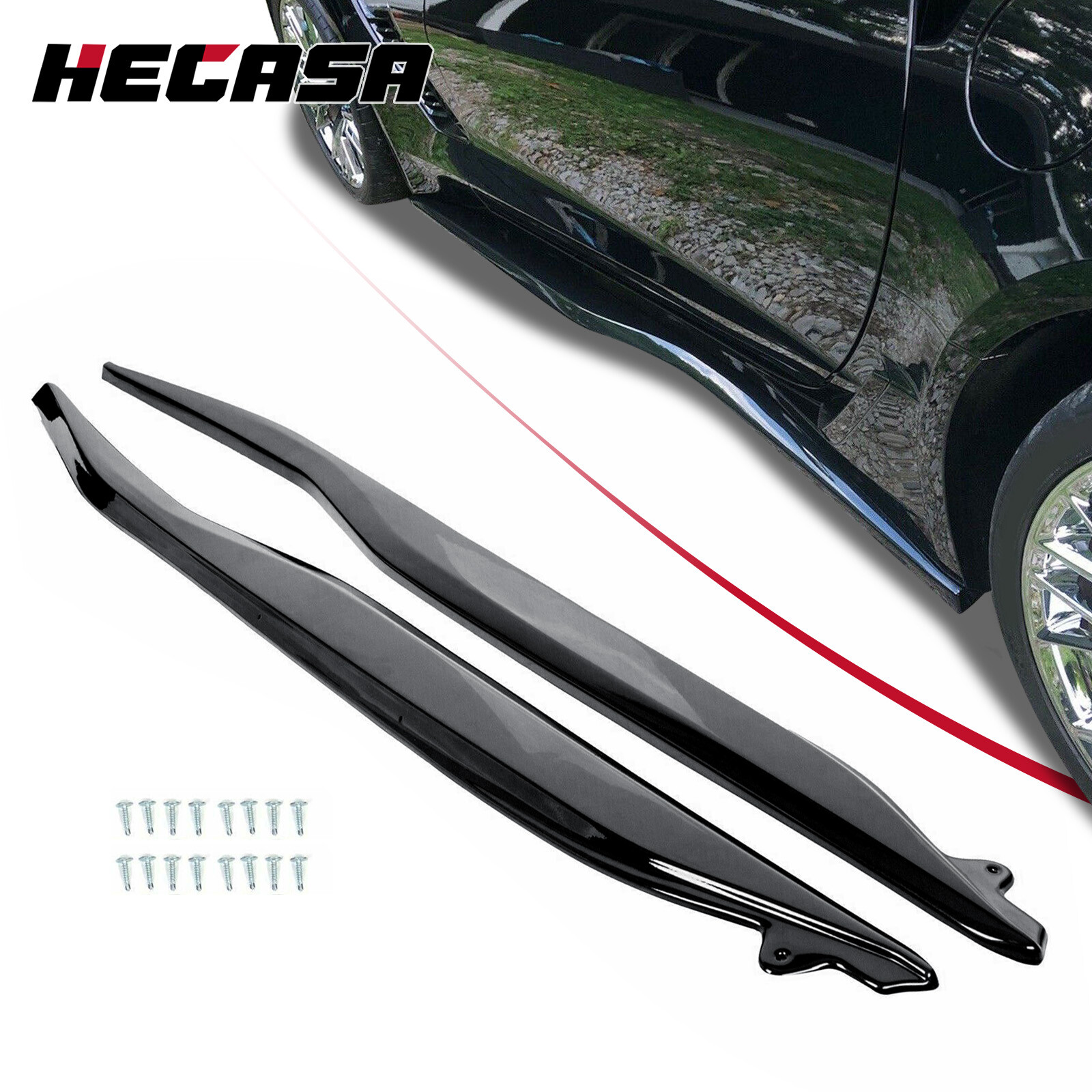 For 2014-19 Chevrolet Corvette C7 Side Skirt Z06 Style Rocker Panels Gloss Black