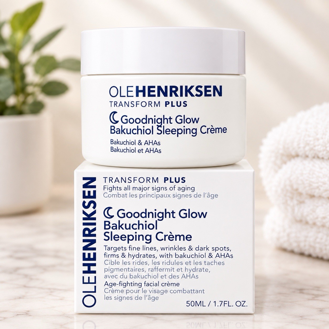 Olehenriksen Transform Plus Goodnight Glow Sleeping Creme Bakuchiol AHAs 1.7oz