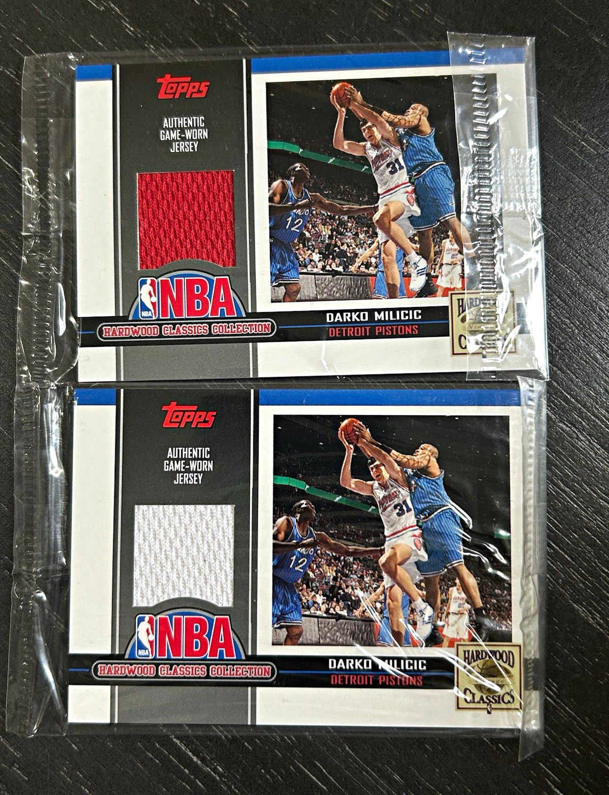Topps Darko Milicic Pistons Jersey Relic Lot (2) 2005-06 Hardwood HC-DM SEALED